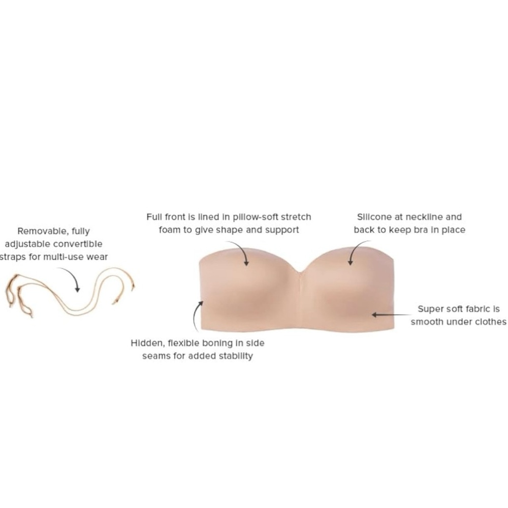 Wacoal Women's Staying Power Wire Free Strapless Convertible Bra Size 36D 854372 - Picture 6 of 11